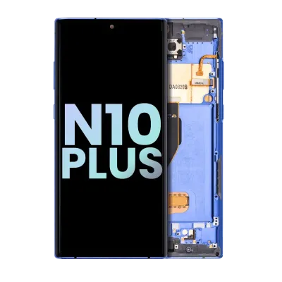 Дисплейний модуль (OLED) з рамкою для Samsung Galaxy Note 10 Plus / 5G (Service Pack) (Aura Blue)