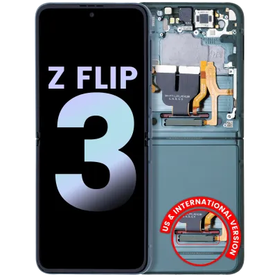 Внутрішній дисплейний модуль (OLED) з рамкою для Samsung Galaxy Z Flip 3 5G (US & International) (Service Pack) (Green)