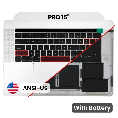 Top Case with Battery and Keyboard (ANSI US) For MacBook Pro 15" A1707 (2016-2017) (Silver)