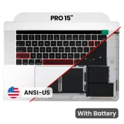 Топкейс з акумулятором і клавіатурою (ANSI US) для MacBook Pro 15" A1707 (2016-2017) (сріблястий)
