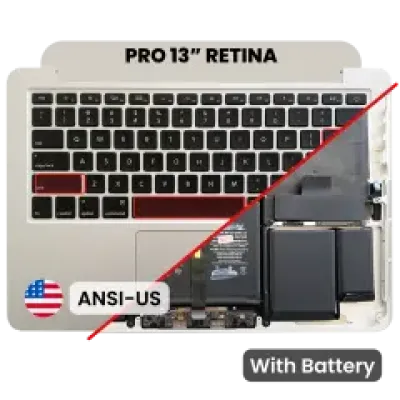 Топкейс з акумулятором і клавіатурою (ANSI US) для MacBook Pro 13" A1502 (2015) (OEM New) (сріблястий)