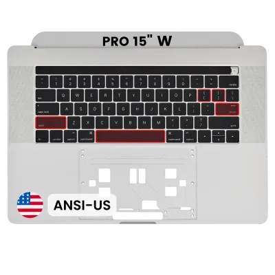 Top Case with Keyboard (ANSI US) For MacBook Pro 15" A1707 (2016-2017) (OEM New) (Silver)