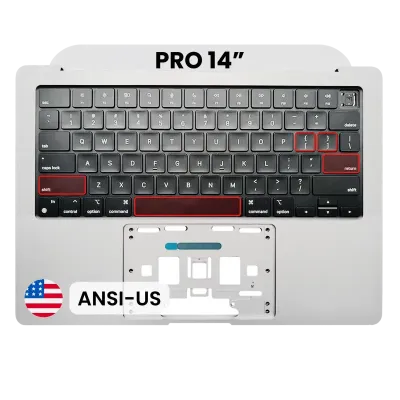 Top Case with Keyboard (ANSI US) For MacBook Pro 14" A2442 (2021) / A2779 (2023) (Silver)