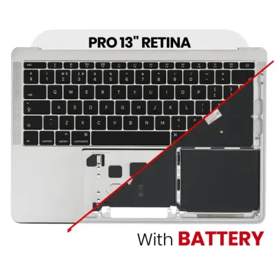 Top Case with Battery and Keyboard (ISO UK) For MacBook Pro 13" A1708 (2016-2017) (OEM New) (Silver)