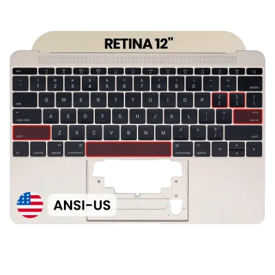 Top Case with Keyboard (ANSI US) and Microphone For MacBook 12" A1534 (2015) (OEM New) (Gold)