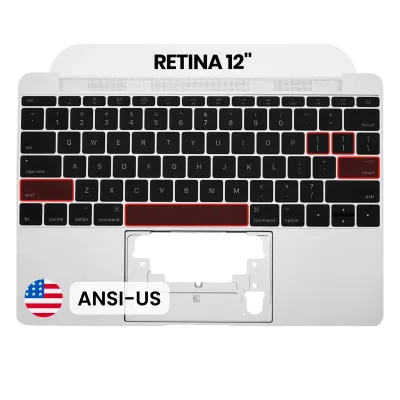 Top Case with Keyboard (ANSI US) and Microphone For MacBook 12" A1534 (2015) (OEM New) (Silver)