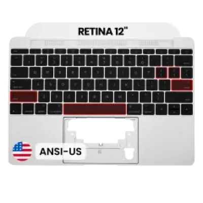 Топкейс з клавіатурою (ANSI US) та мікрофоном для MacBook 12" A1534 (2015) (OEM New) (Silver)