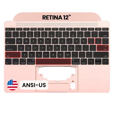 Top Case with Keyboard (ANSI US) and Microphone For MacBook 12" A1534 (2016-2017) (OEM New) (Rose Gold)