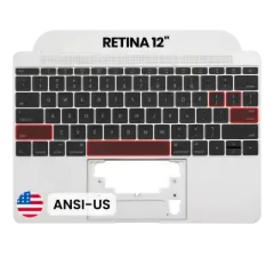 Топкейс з клавіатурою (ANSI US) та мікрофоном для MacBook 12" A1534 (2016-2017) (OEM New) (Silver)