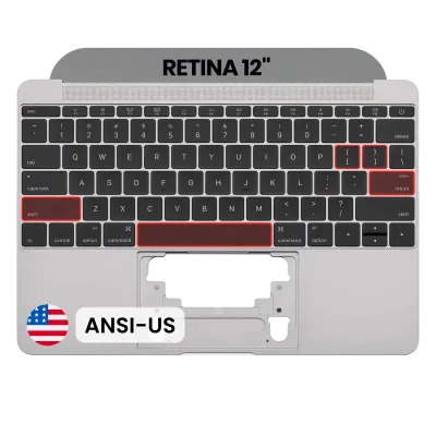 Top Case with Keyboard (ANSI US) and Microphone For MacBook 12" A1534 (2016-2017) (OEM New) (Space Gray)