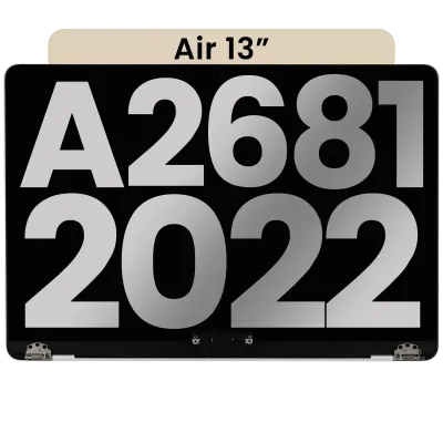 Повний дисплейний модуль для MacBook Air 13" (A2681 / Mid 2022) (з передвстановленим кабелем датчика кута кришки) (Used OEM Pull: Grade A) (Starlight)
