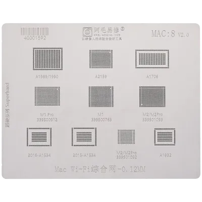 WiFi трафарет для MacBook (A1989 / A1990 / A2159 / A1706 / A1534, 2015-2016 / A1932) (MAC 8)