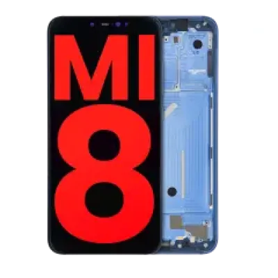 Дисплейний модуль (OLED) з рамкою для Xiaomi Mi 8 (Aftermarket Plus) (синій)