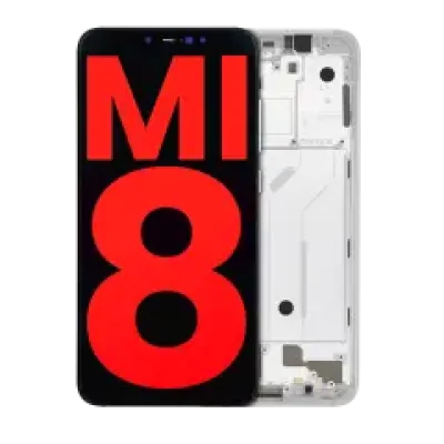 Дисплейний модуль (OLED) з рамкою для Xiaomi Mi 8 (Aftermarket Plus) (білий)