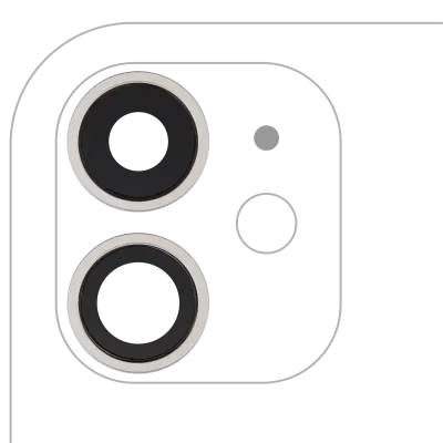 Back Camera Lens With Bracket & Bezel For iPhone 11 (2 Piece Set) (Real Sapphire) (Premium) (White)