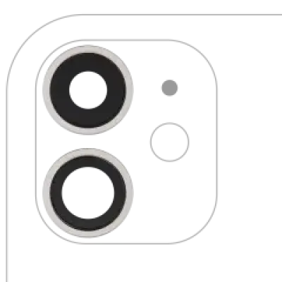 Скло камери з кріпленням та рамкою для iPhone 11 (2 шт) (Real Sapphire) (Premium) (білий)