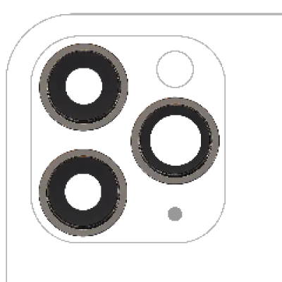 Скло камери з кріпленням і рамкою для iPhone 11 Pro / Pro Max (комплект 3 шт) (Real Sapphire) (Premium) (чорний)