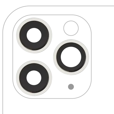 Back Camera Lens With Bracket & Bezel For iPhone 11 Pro / Pro Max (3 Piece Set) (Real Sapphire) (Premium) (White)
