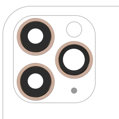 Скло камери з кріпленням і рамкою для iPhone 11 Pro / Pro Max (комплект 3 шт) (Real Sapphire) (Premium) (золотий)