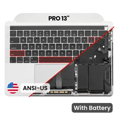 Top Case with Battery and Keyboard (ANSI US) For MacBook Pro 13" A1989 (2018-2019) (OEM New) (Silver)