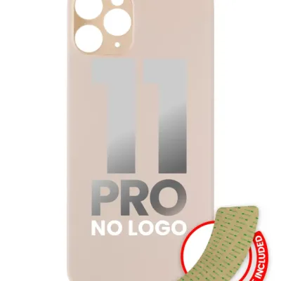 Back Glass With 3M Adhesive For iPhone 11 Pro (No Logo / Large Camera Hole) (Gold)