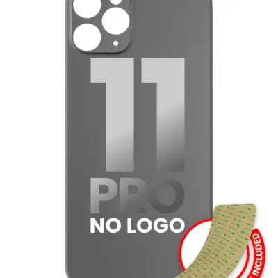 Back Glass With 3M Adhesive For iPhone 11 Pro (No Logo / Large Camera Hole) (Space Gray)