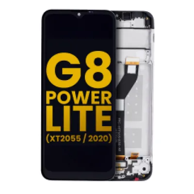 Дисплейний модуль (LCD) з рамкою для Motorola Moto G8 Power Lite (XT2055 / 2020) (Refurbished) (Black)