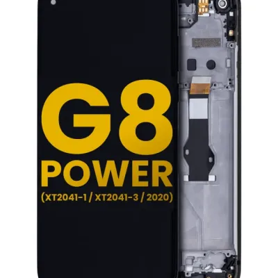 LCD Assembly With Frame For Motorola Moto G8 Power (XT2041-1 / XT2041-3 / 2020) (Refurbished) (Smoke Black)