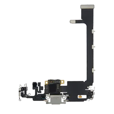 Charging Port Flex Cable With Board For iPhone 11 Pro Max (Used OEM Pull) (Silver)