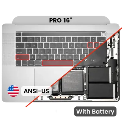 Топкейс з акумулятором і клавіатурою (ANSI US) для MacBook Pro 16" A2141 (2019) (OEM New) (Silver)