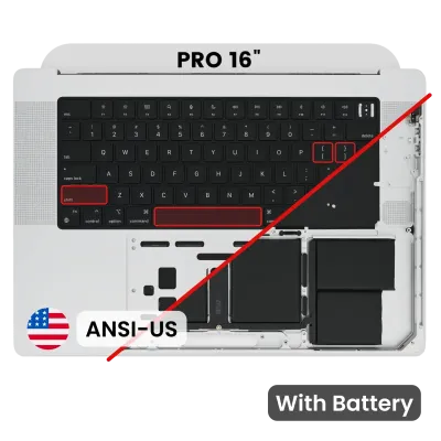 Топкейс з акумулятором і клавіатурою (ANSI US) для MacBook Pro 16" A2485 (2021) (Used OEM Pull: Grade A) (сріблястий)