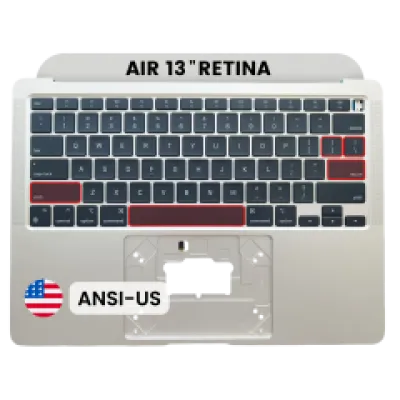 Топкейс з клавіатурою (ANSI US) для MacBook Air 13" A2337 (2020) (Used OEM Pull: Grade A) (сріблястий)