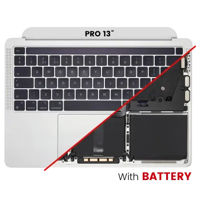 Топкейс з акумулятором і клавіатурою (ANSI US) для MacBook Pro 13" A2338 (2020) (M1) (сріблястий)