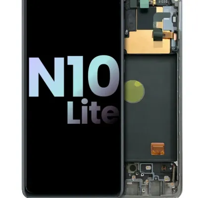 OLED Assembly With Frame For Samsung Galaxy Note 10 Lite (Service Pack) (Aura Glow / Silver)