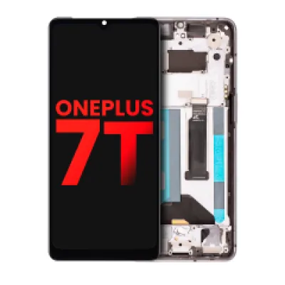 Дисплейний модуль (OLED) з рамкою для OnePlus 7T (Aftermarket Plus) (Frosted Silver)