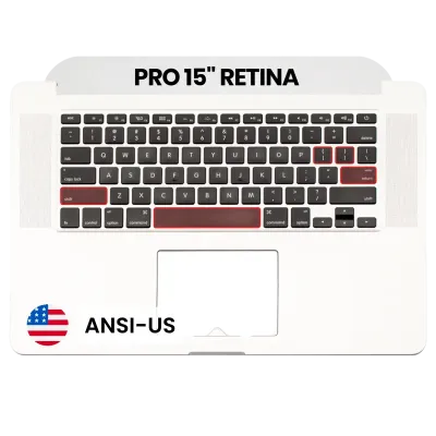 Top Case with Keyboard (ANSI US) and Microphone For MacBook Pro 15" A1398 (2013-2014) (Used OEM Pull: Grade A)
