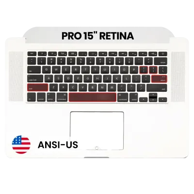 Top Case with Keyboard (ANSI US) and Microphone For MacBook Pro 15" A1398 (2012-2013) (Used OEM Pull: Grade A)