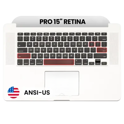 Top Case with Keyboard (ANSI US) and Microphone For MacBook Pro 15" A1398 (2015) (Used OEM Pull: Grade A)