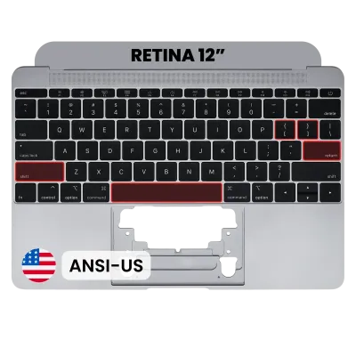 Top Case with Keyboard (ANSI US) and Microphone For MacBook 12" A1534 (2015) (Used OEM Pull: Grade A) (Space Gray)