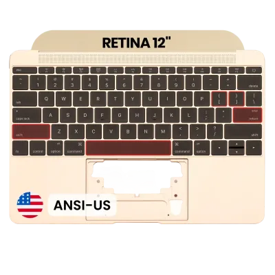 Top Case with Keyboard (ANSI US) and Microphone For MacBook 12" A1534 (2016-2017) (Used OEM Pull: Grade A) (Gold)