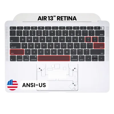 Top Case with Keyboard (ANSI US) For MacBook Air 13" A1932 (2018-2019) (Used OEM Pull: Grade A) (Silver)