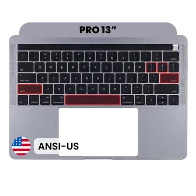 Top Case with Keyboard (ANSI US) For MacBook Pro 13" A1989 (2018-2019) (Used OEM Pull: Grade A) (Space Gray)