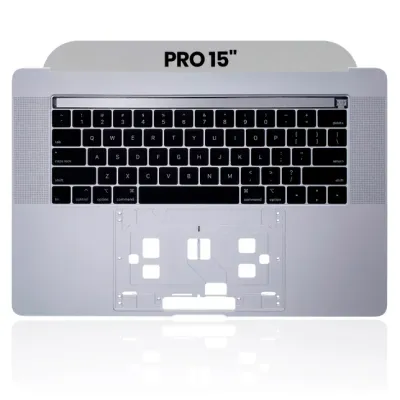 Top Case with Keyboard (ANSI US) For MacBook Pro 15" A1990 (2018-2019) (Used OEM Pull: Grade A) (Silver)