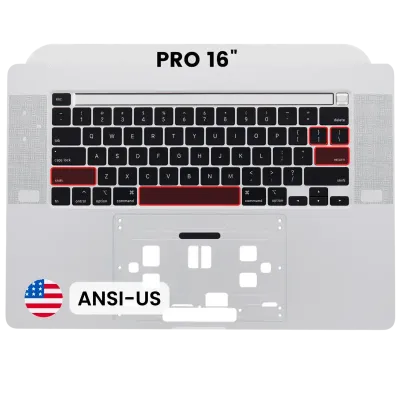 Top Case with Keyboard (ANSI US) For MacBook Pro 16" A2141 (2019) (Used OEM Pull: Grade A) (Silver)