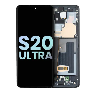 Дисплейний модуль (OLED) з рамкою для Samsung Galaxy S20 Ultra 5G (Service Pack) (Cosmic Black)