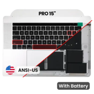 Топкейс з акумулятором та клавіатурою (ANSI US) для MacBook Pro 15" A1707 (2016-2017) (Used OEM Pull: Grade A) (Silver)