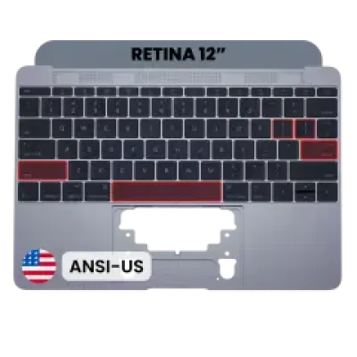 Топкейс з клавіатурою (ANSI US) та мікрофоном для MacBook 12" A1534 (2016-2017) (Used OEM Pull: Grade B/C) (Space Gray)