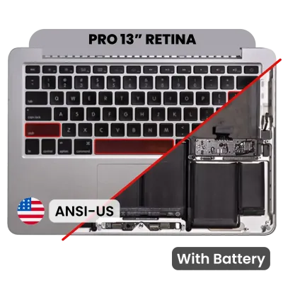 Top Case with Battery and Keyboard (ANSI US) For MacBook Pro 13" A1502 (2013-2014) (Used OEM Pull: Grade B/C)