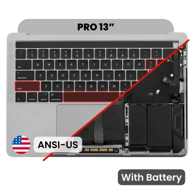 Top Case with Keyboard (ANSI US) and Trackpad For MacBook Pro 13" A1989 (2018-2019) (Used OEM Pull: Grade B/C) (Space Gray)
