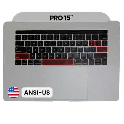 Top Case with Keyboard (ANSI US) and Trackpad For MacBook Pro 15" A1990 (2018-2019) (Used OEM Pull: Grade B/C) (Space Gray)